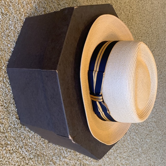 Retro Dobbs 5th Avenue, NY, Unisex Panama Straw Fedora-Size 7-3/8 and Hatbox - Picture 7 of 11
